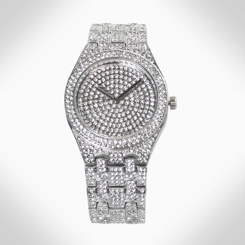 BREAST CANCER AWARENESS - WJ391 CRYSTAL BANGLE WATCH