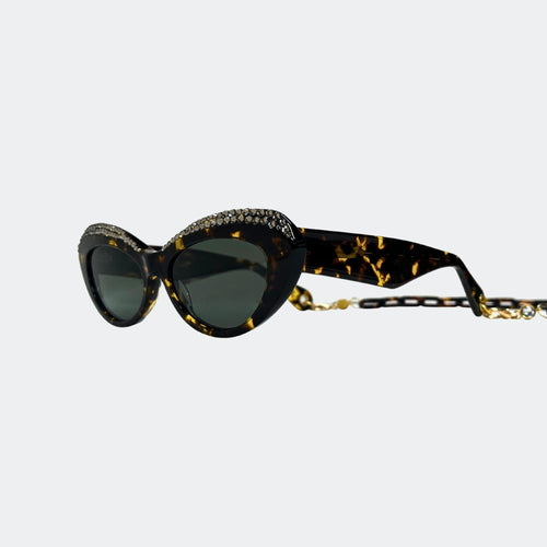 KIESHA - GL1851 CAT-EYE WITH ACETATE GLASSES CHAIN - Jimmy Crystal New York