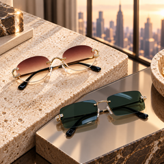 ANDA - GL1889 RIMLESS ROUND SUNGLASSES