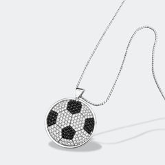 Necklace with a soccer ball Swarovski crystal pendant on a white background