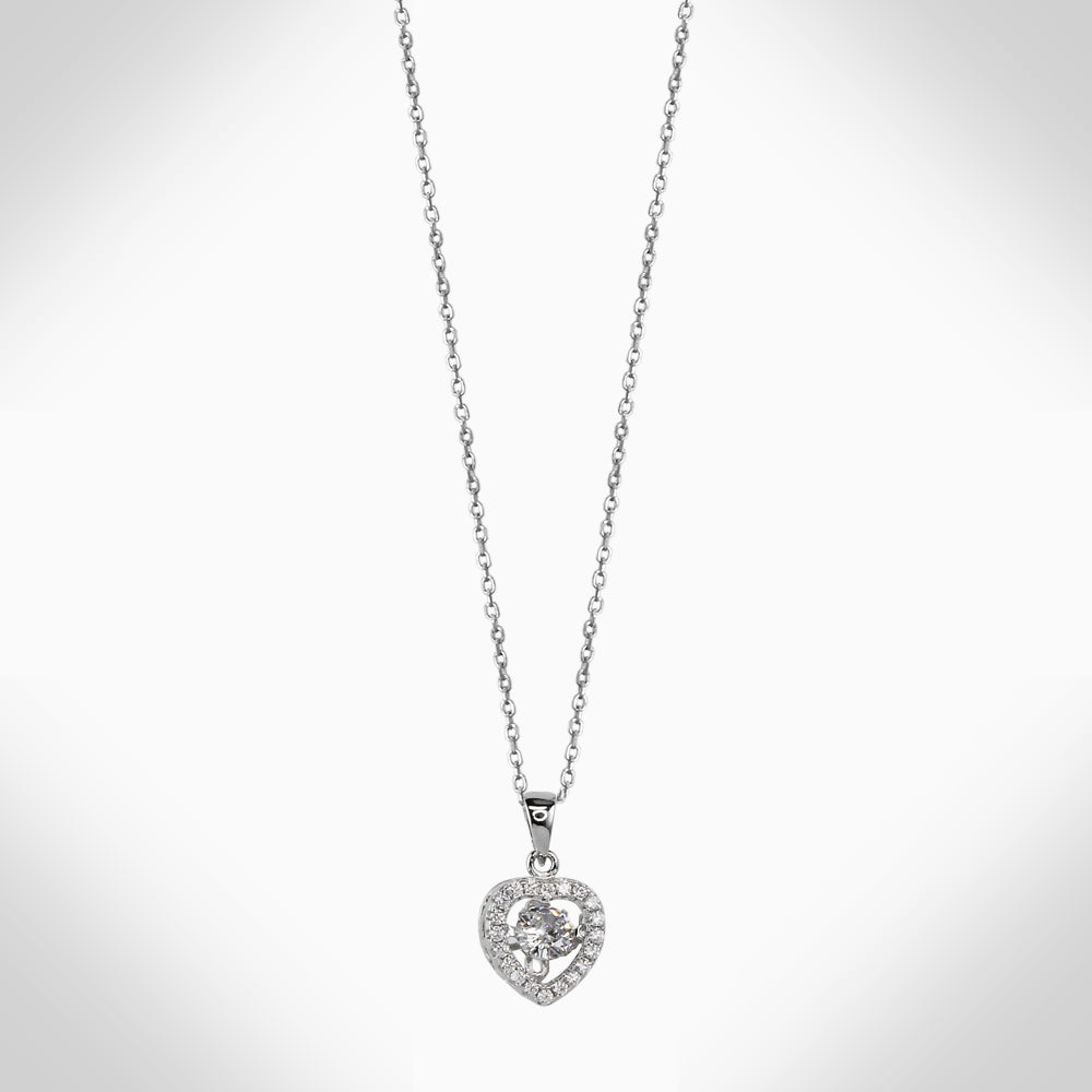 DANCING STONE IN HEART- NJ663 STERLING SILVER NECKLACE - Jimmy Crystal New York