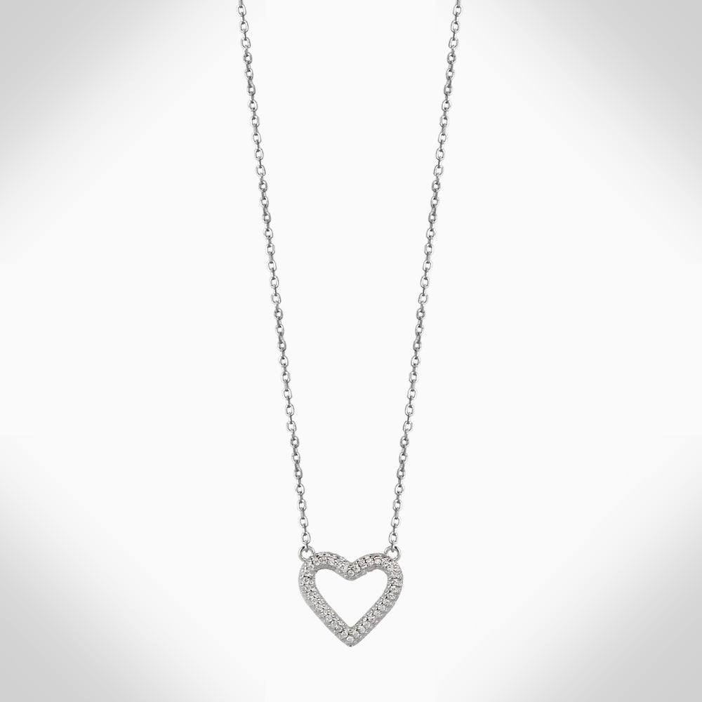 HOLLOW HEART- NJ664 STERLING SILVER NECKLACE - Jimmy Crystal New York