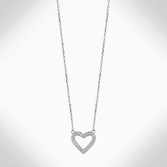HOLLOW HEART- NJ664 STERLING SILVER NECKLACE - Jimmy Crystal New York