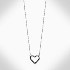 HOLLOW HEART- NJ664 STERLING SILVER NECKLACE - Jimmy Crystal New York