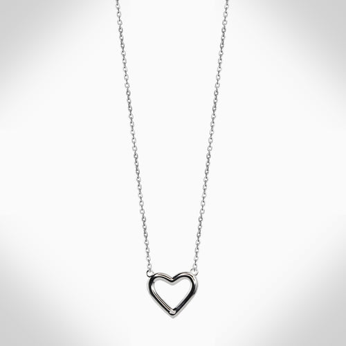 HOLLOW HEART- NJ664 STERLING SILVER NECKLACE - Jimmy Crystal New York