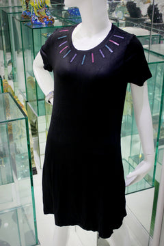 JERSEY KNIT DRESS - COLOR STRIPS - Jimmy Crystal New York