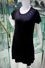 JERSEY KNIT DRESS - COLOR STRIPS - Jimmy Crystal New York