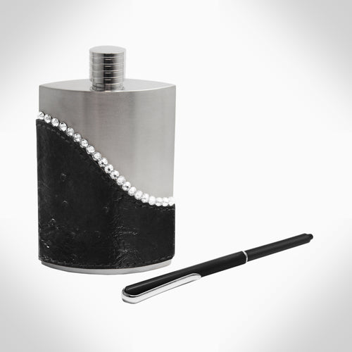 AJ538 - CRYSTAL FLASK WITH PEN - Jimmy Crystal New York