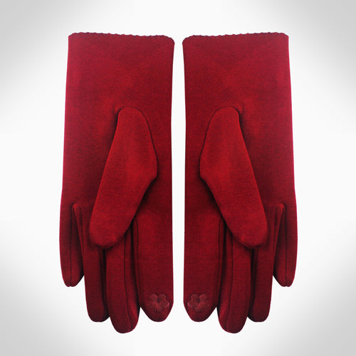 RED SOFT FAUX SUEDE SMART GLOVES - Jimmy Crystal New York