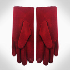 RED SOFT FAUX SUEDE SMART GLOVES - Jimmy Crystal New York